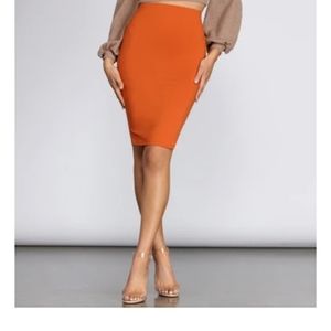 Windsor Burnt Orange Pencil Skirt
